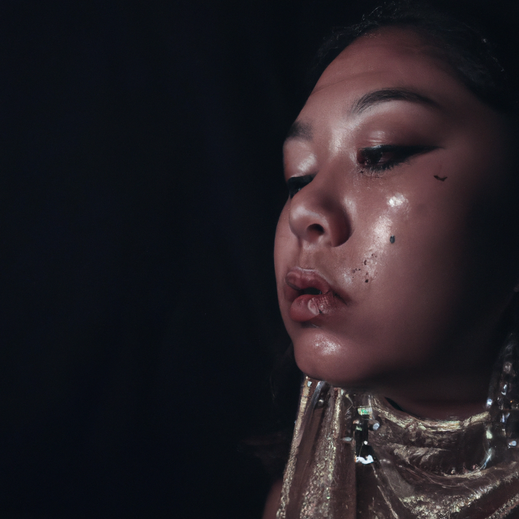 Retrato editorial de moda con fondo negro en estudio