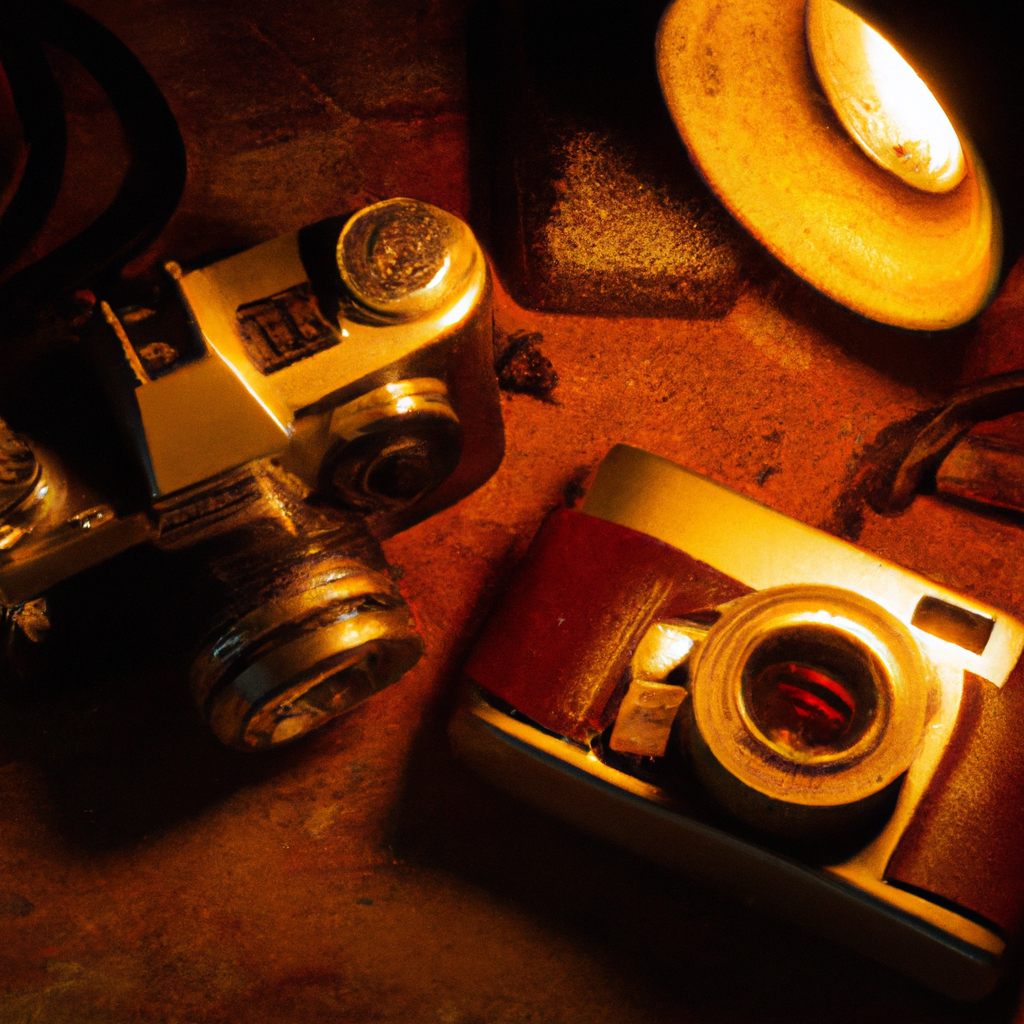 Evolución de cámaras desde análoga a digital en composición minimalista